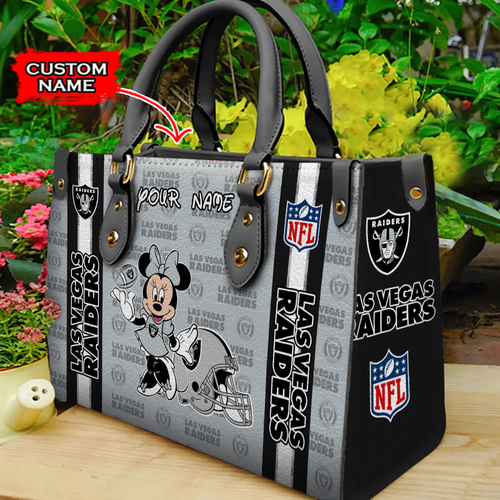 Las Vegas Raiders Personalized Leather Hand Bag  - Image 2
