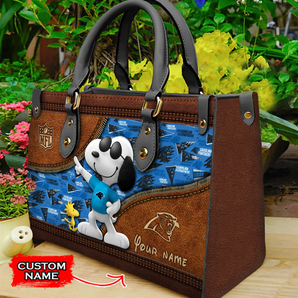 Carolina Panthers Personalized Leather Hand Bag  - Image 2