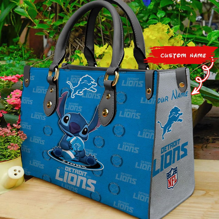 Detroit Lions Stitch Personalized Leather Hand Bag  - Image 2