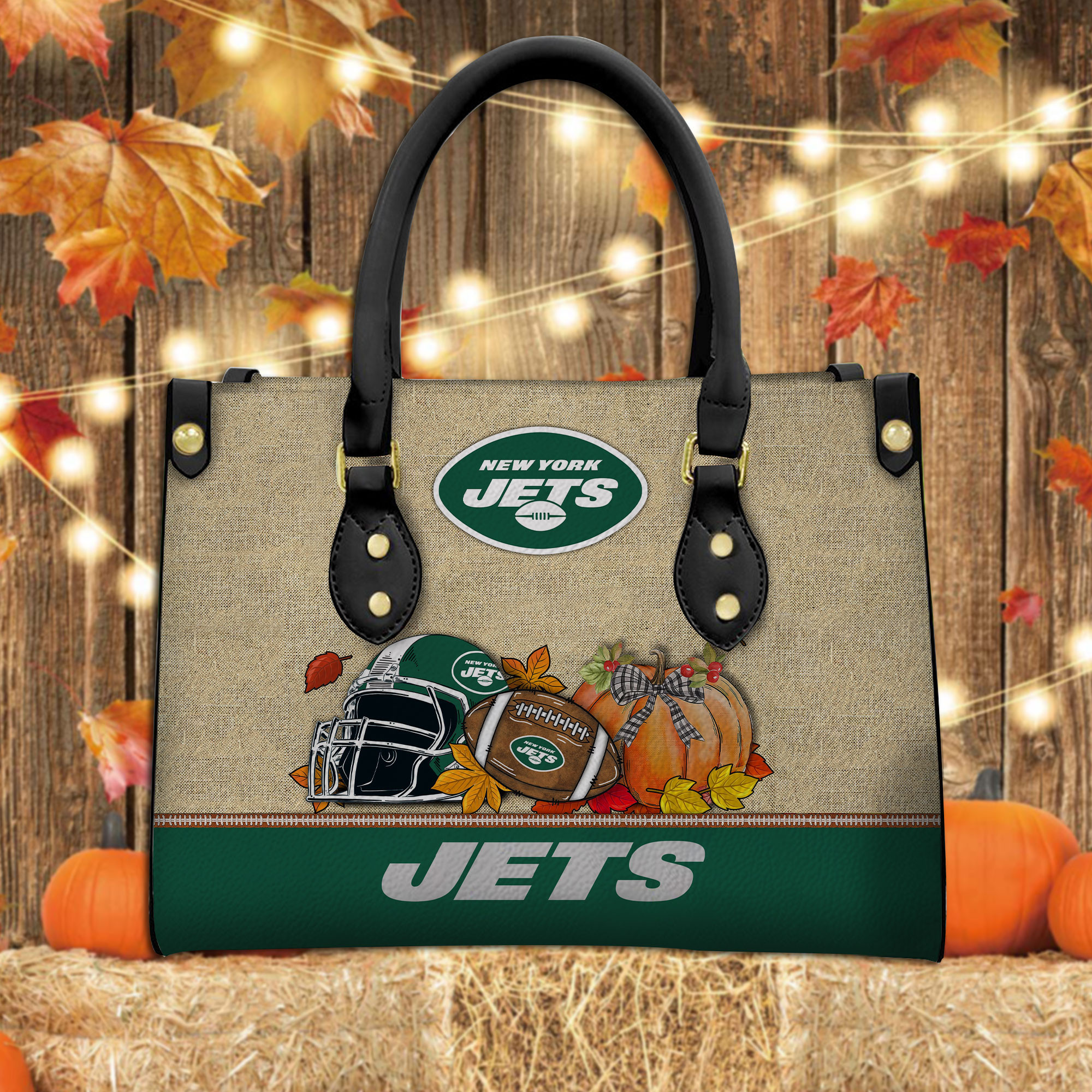 New York Jets Personalized Leather Hand Bag  - Image 2