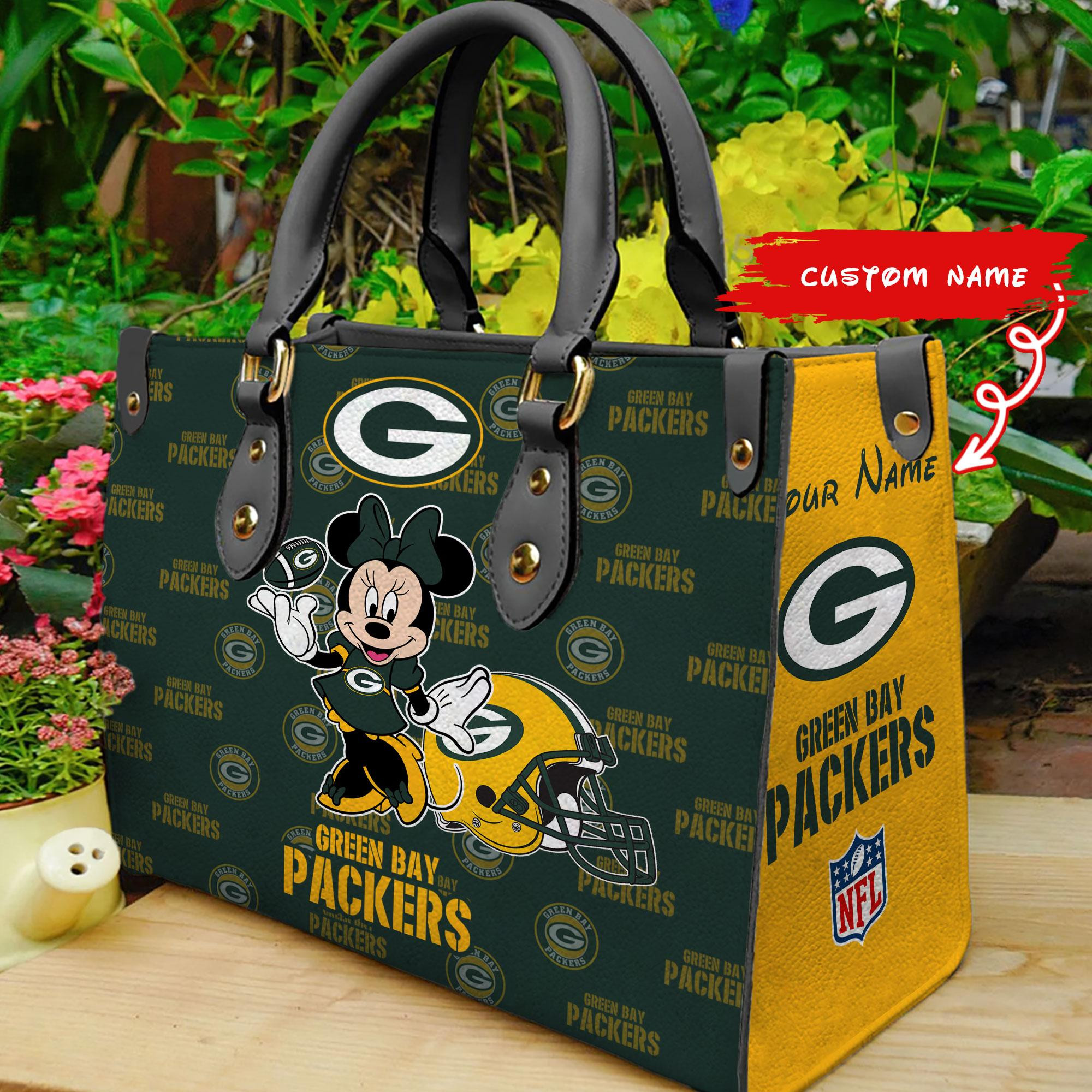 Green Bay Packers Personalized Leather Hand Bag  - Image 2