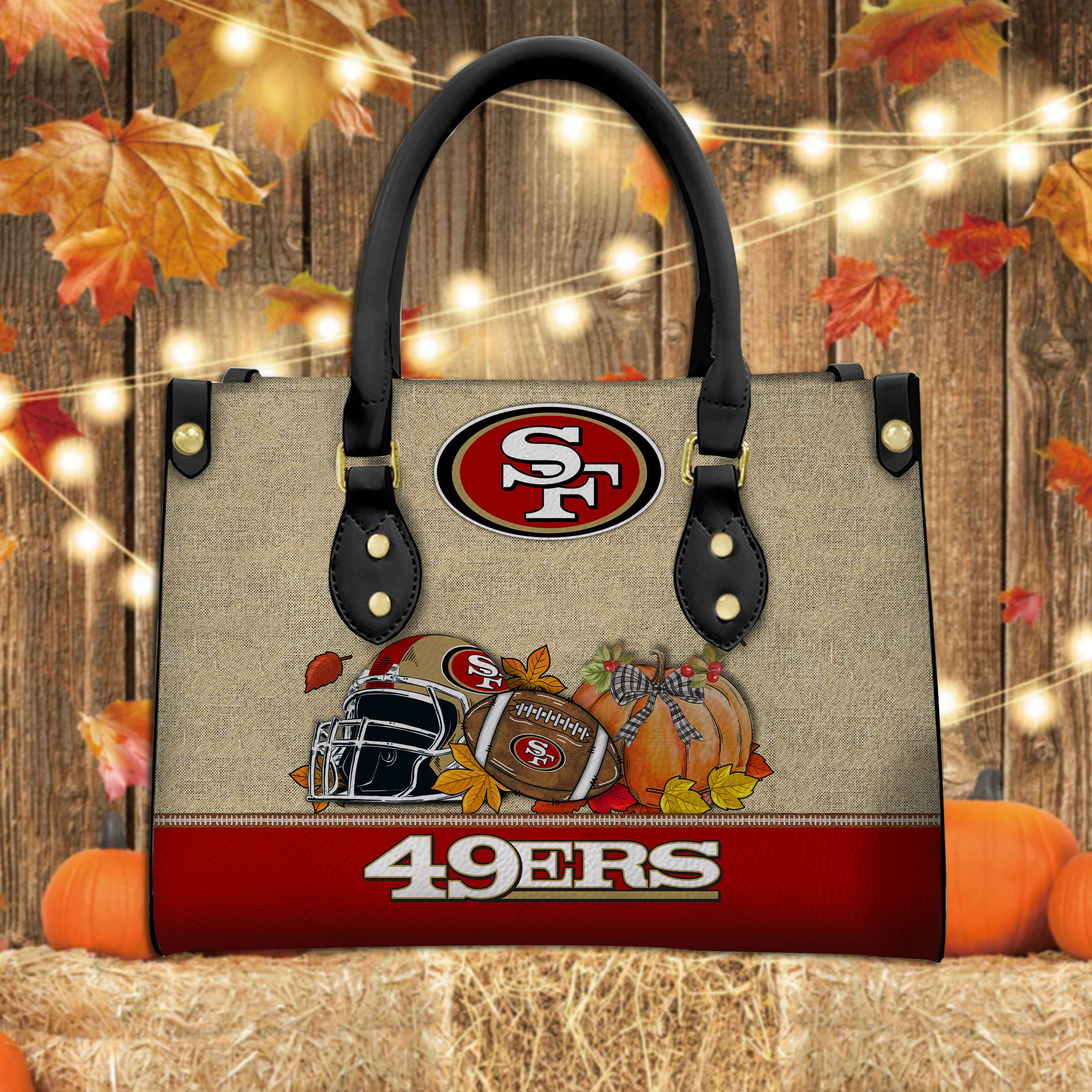 San Francisco 49ers Personalized Leather Hand Bag  - Image 2