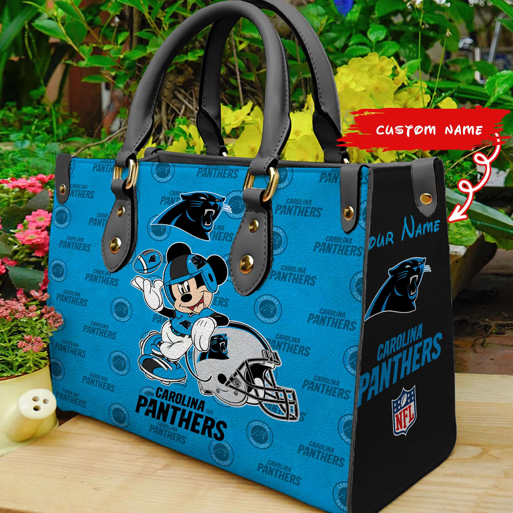 Carolina Panthers Personalized Leather Hand Bag  - Image 2