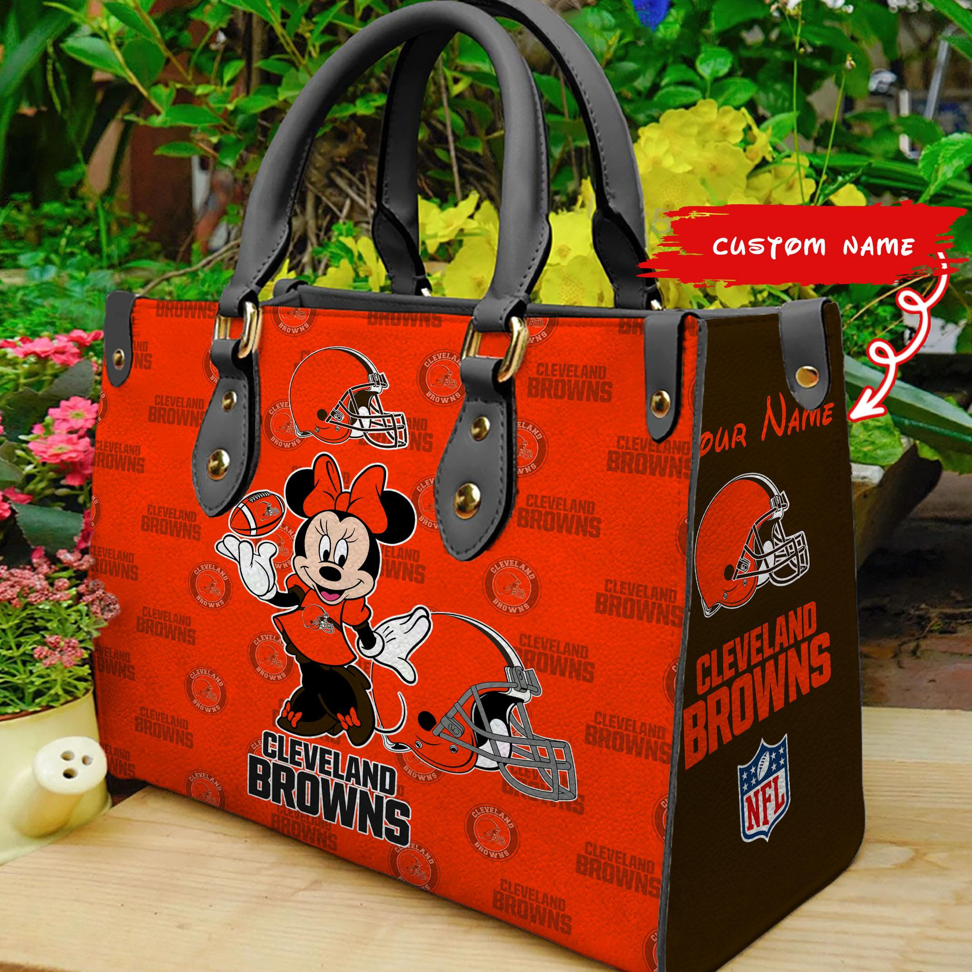 Cleveland Browns Personalized Leather Hand Bag  - Image 2
