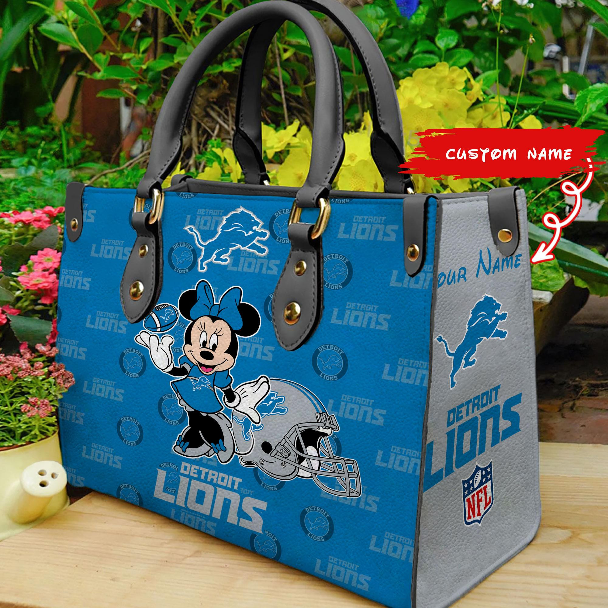 Detroit Lions Personalized Leather Hand Bag  - Image 2