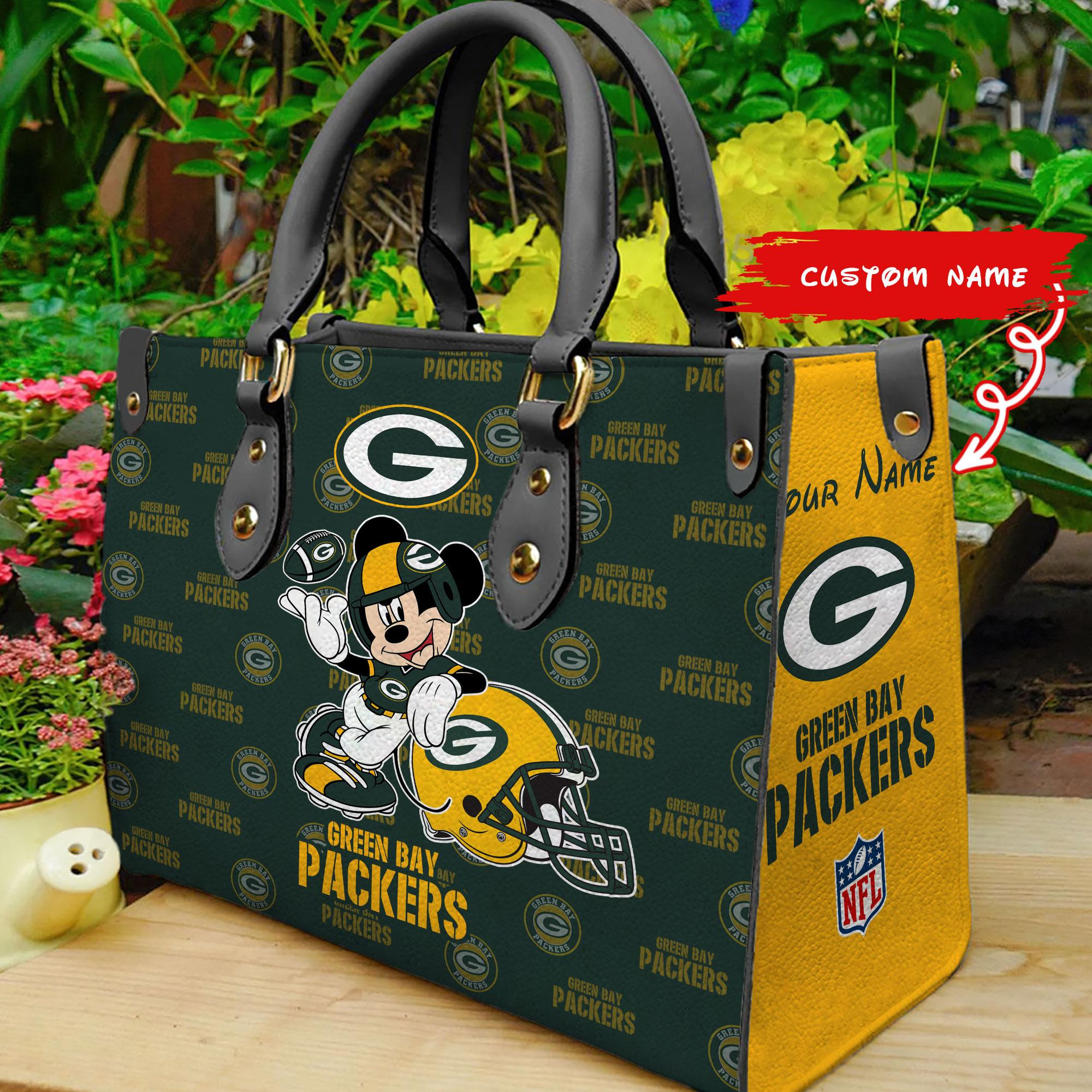 Green Bay Packers Personalized Leather Hand Bag  - Image 2