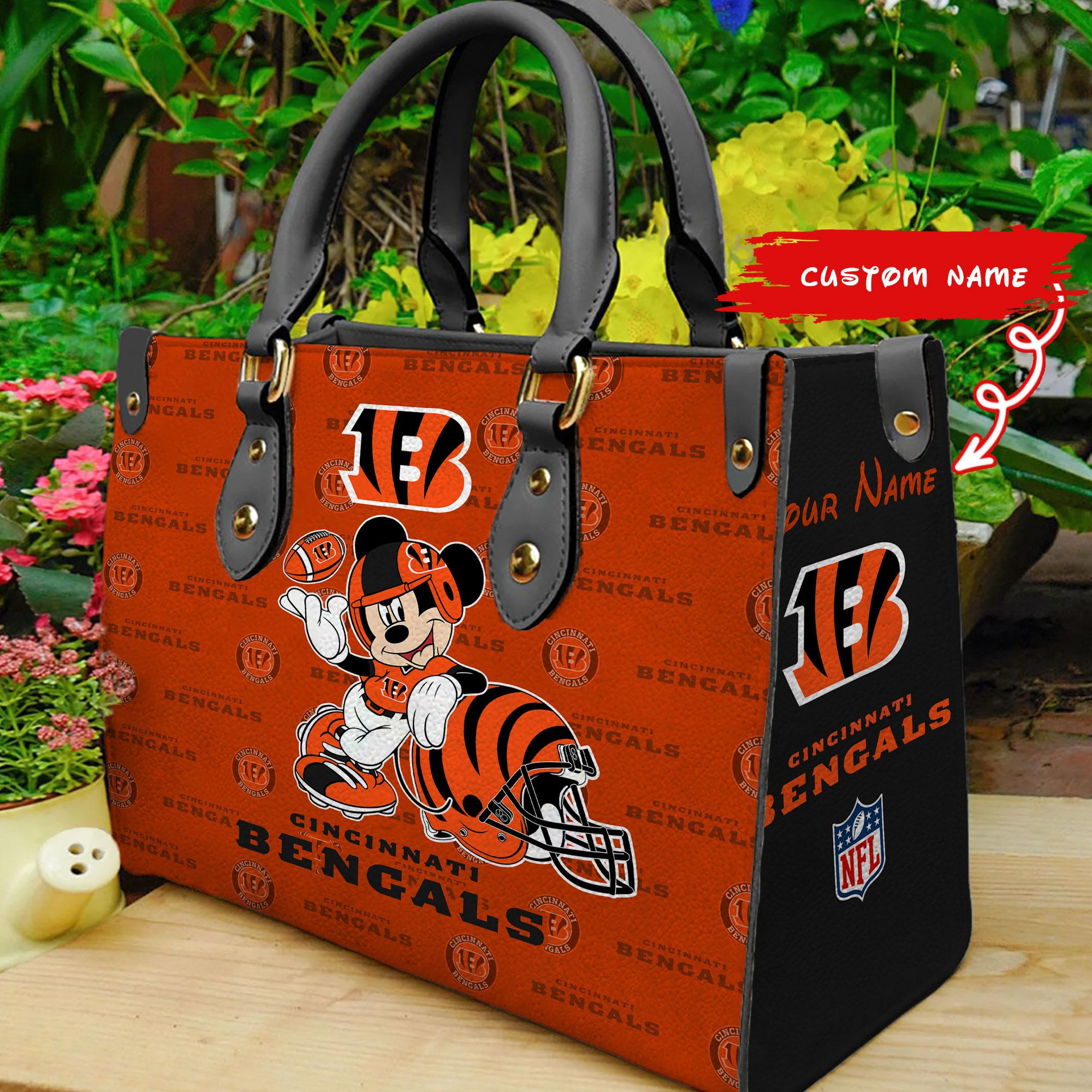 Cincinnati Bengals Personalized Leather Hand Bag  - Image 2