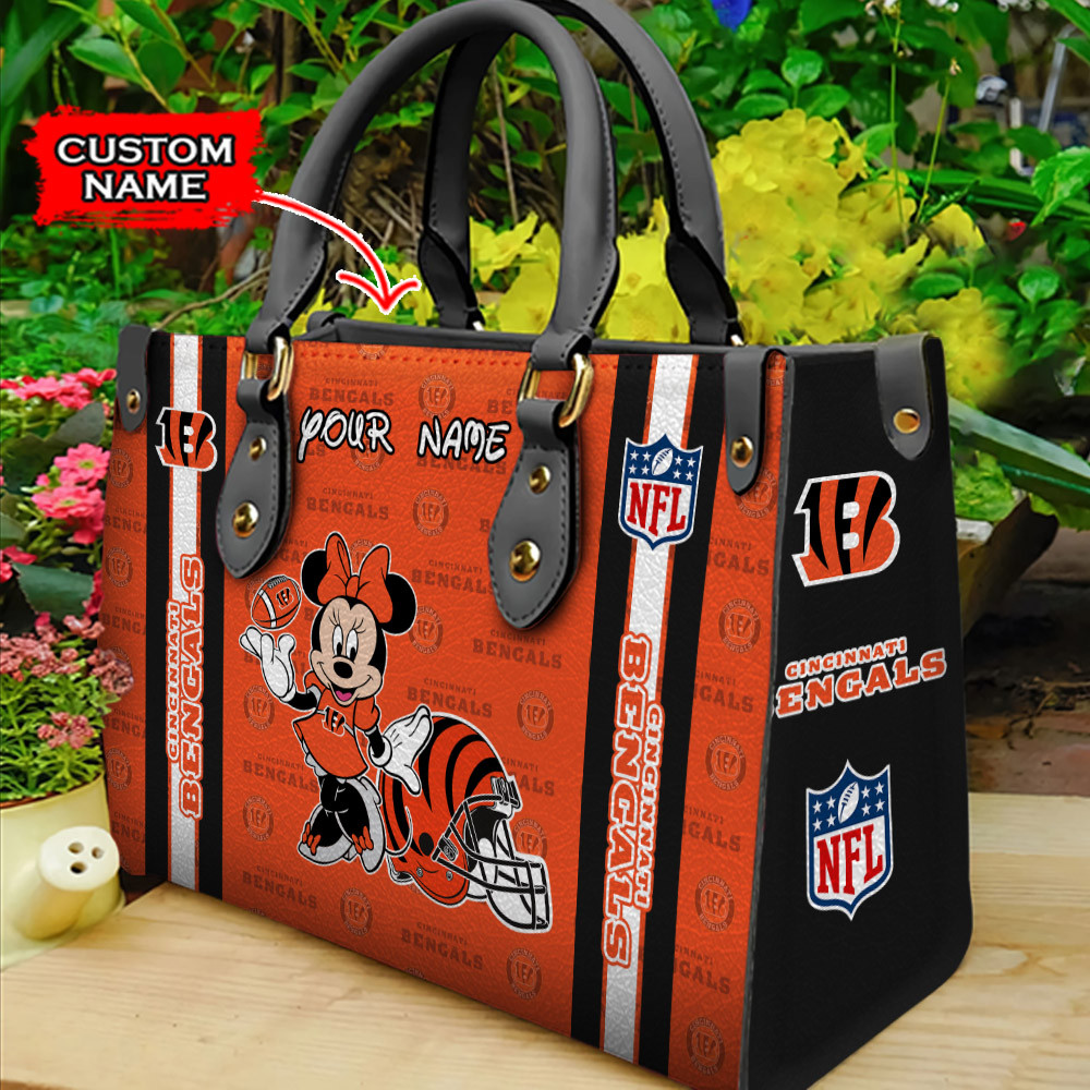 Cincinnati Bengals Personalized Leather Hand Bag  - Image 2