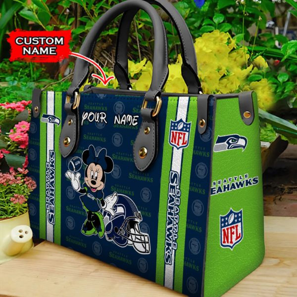 Seattle Seahawks Personalized Leather Hand Bag  - Image 2