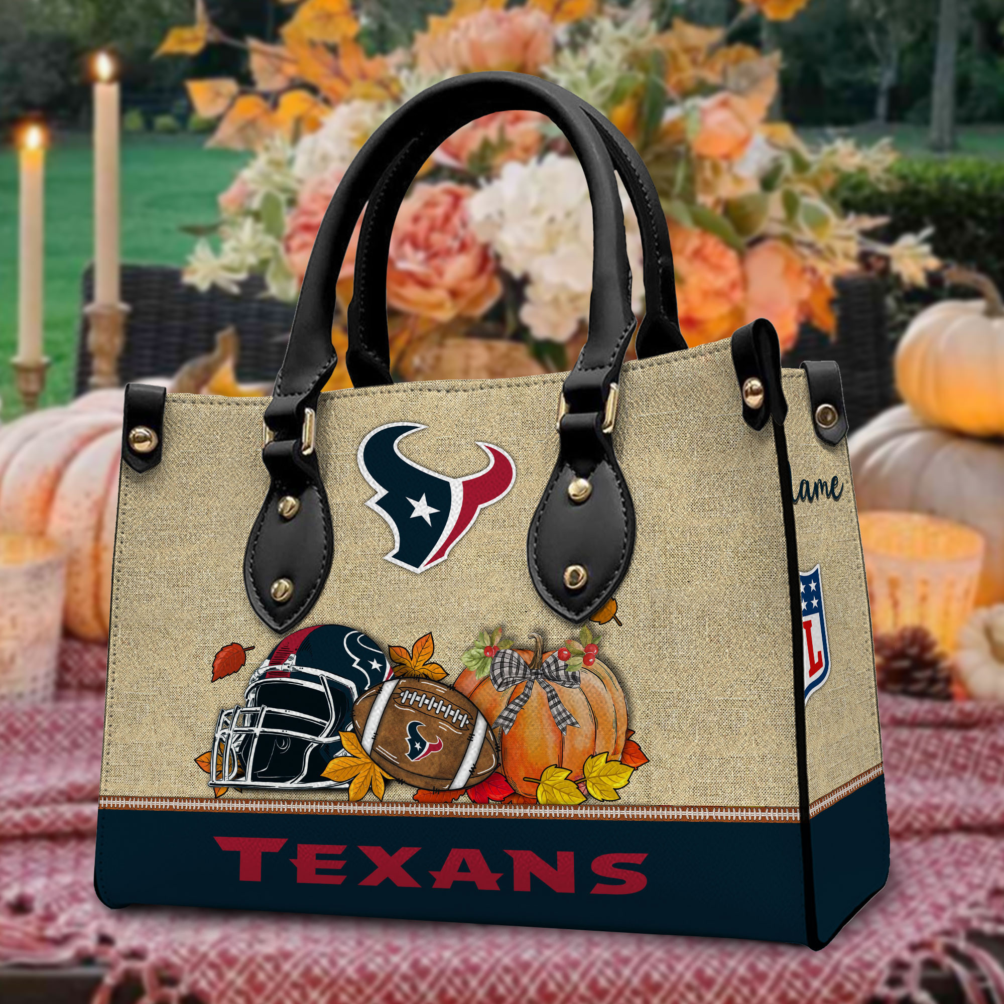 Houston Texans Personalized Leather Hand Bag  - Image 2