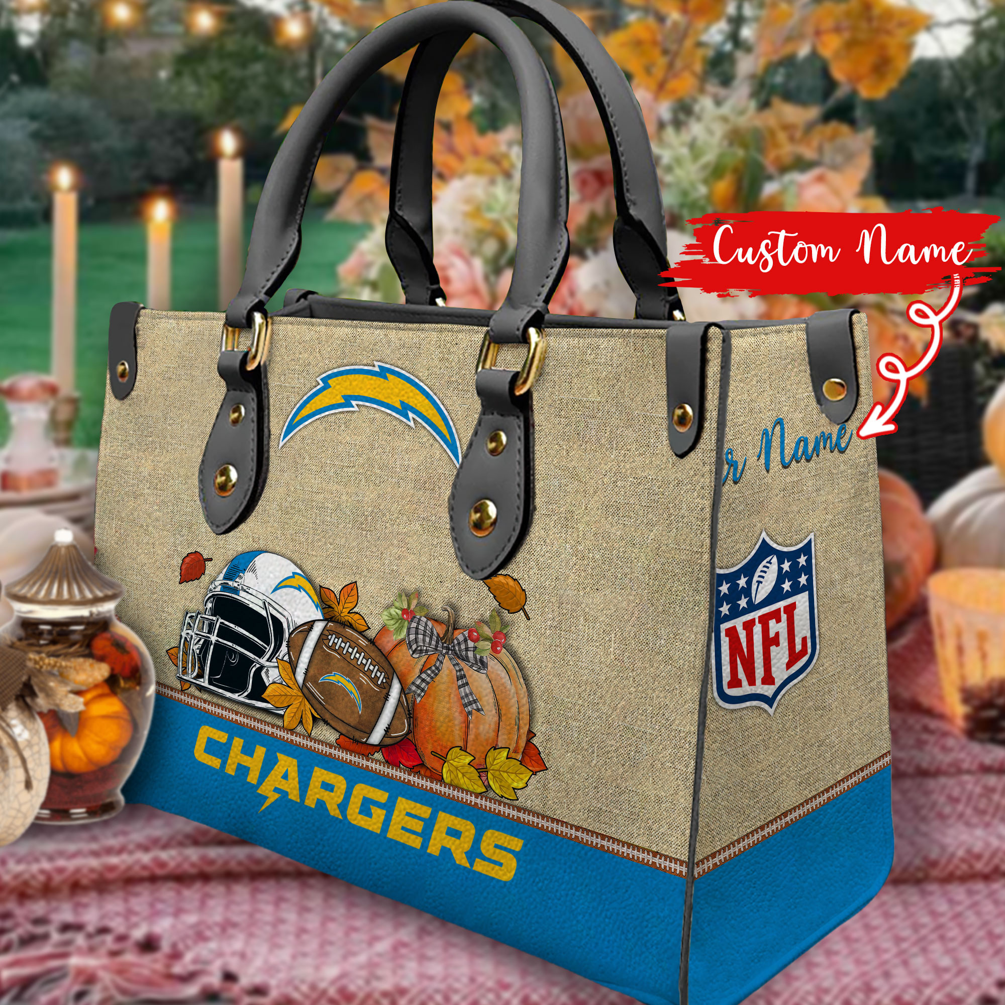 Los Angeles Chargers Personalized Leather Hand Bag  - Image 2