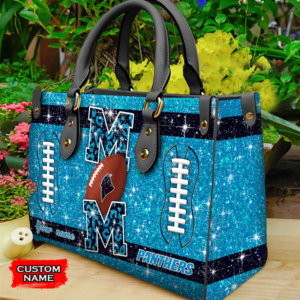 Carolina Panthers Personalized Leather Hand Bag  - Image 2
