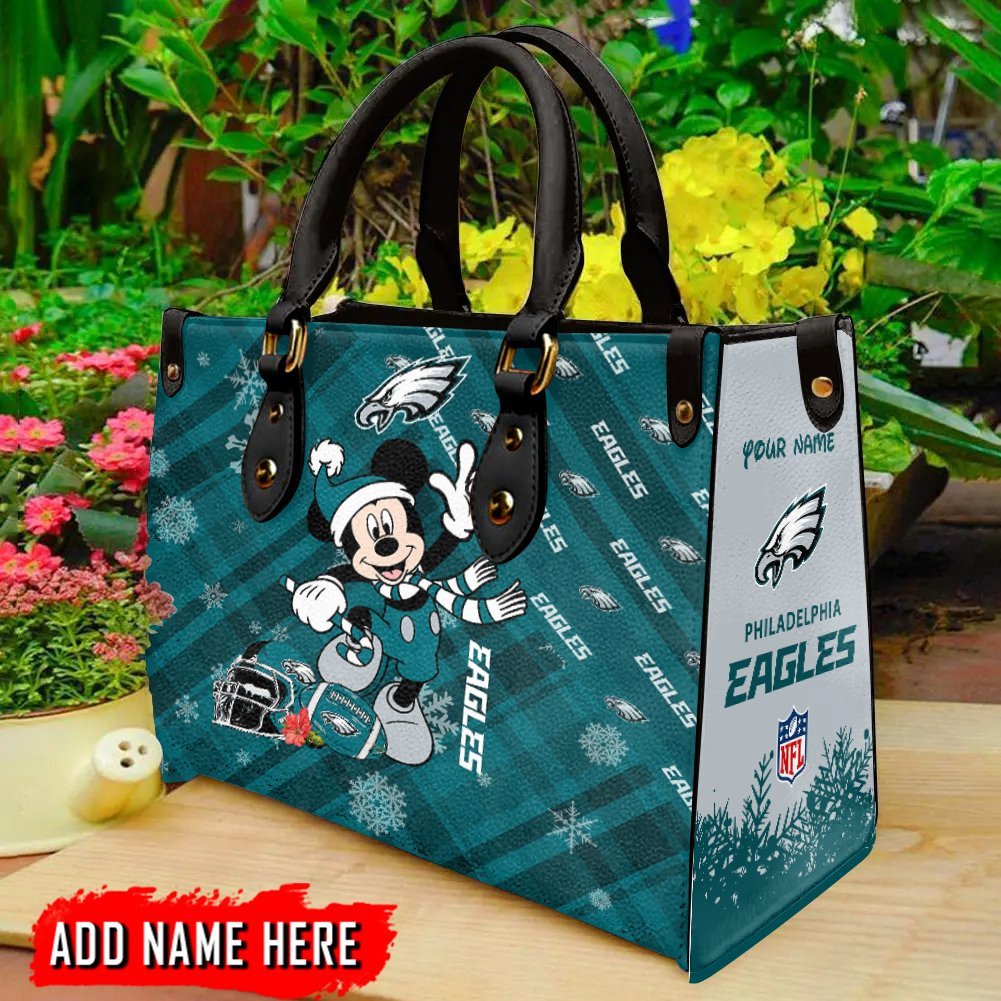 Philadelphia Eagles Personalized Christmas Leather Hand Bag  - Image 2