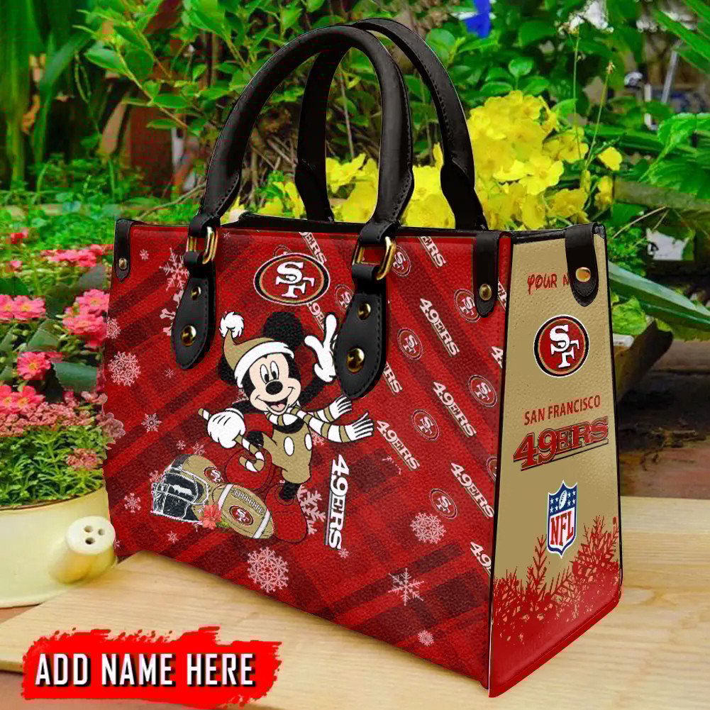 San Francisco 49ers Personalized Christmas Leather Hand Bag  - Image 2