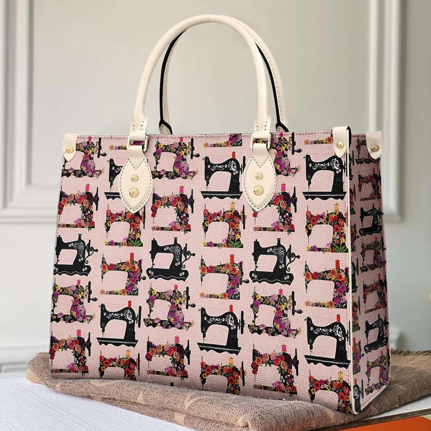 Personalized Vegan Leather Handbag Sewing Floral Sewing Machine - Image 2