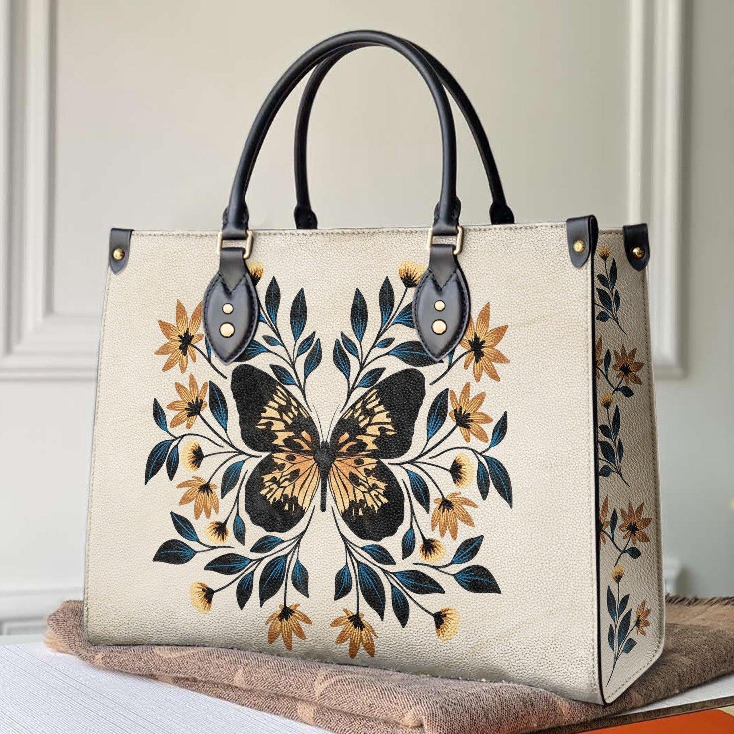 Personalized Vegan Leather Handbag Butterfly Gorgeous Butterfly - Image 2