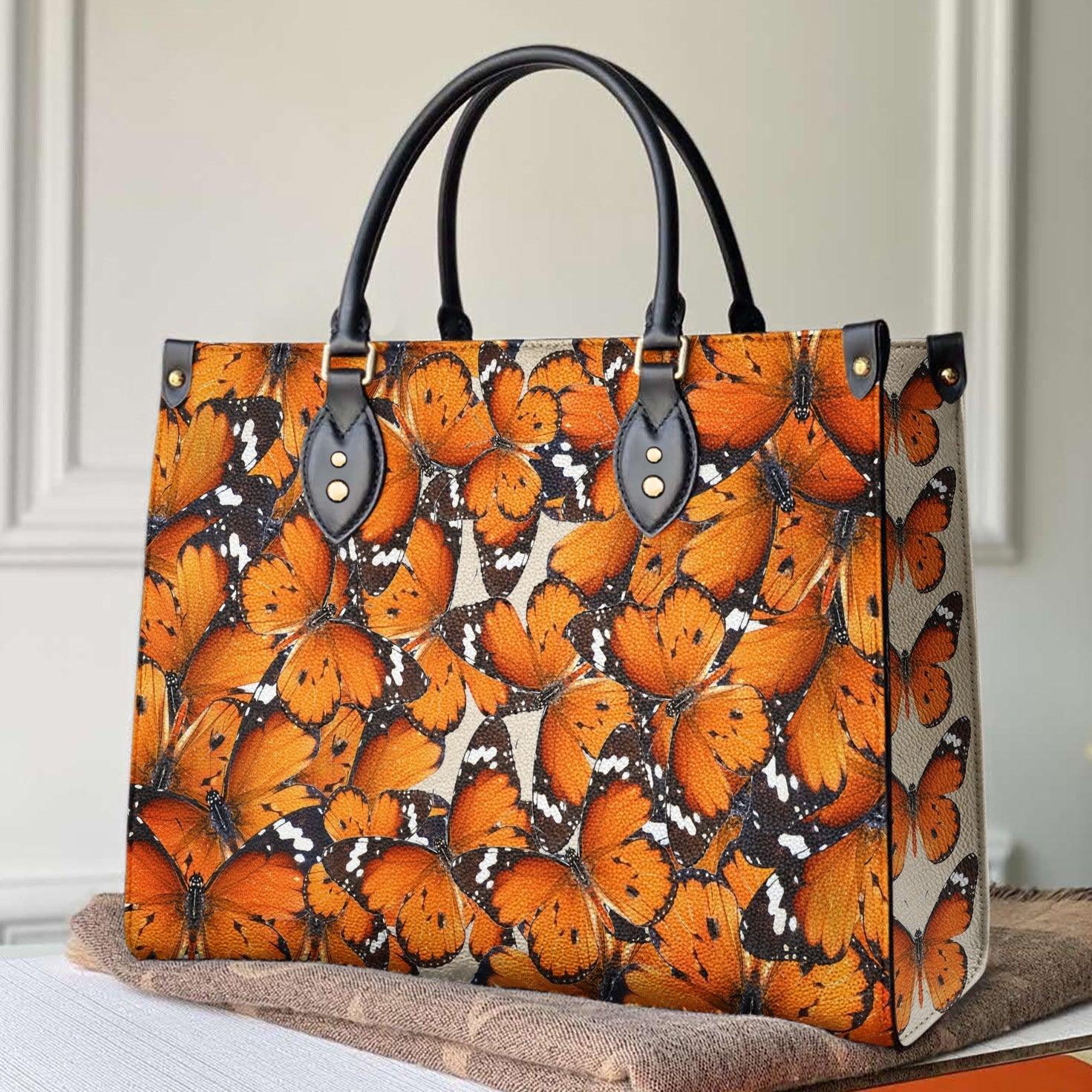 Personalized Vegan Leather Handbag Butterfly Graceful Butterfly - Image 2
