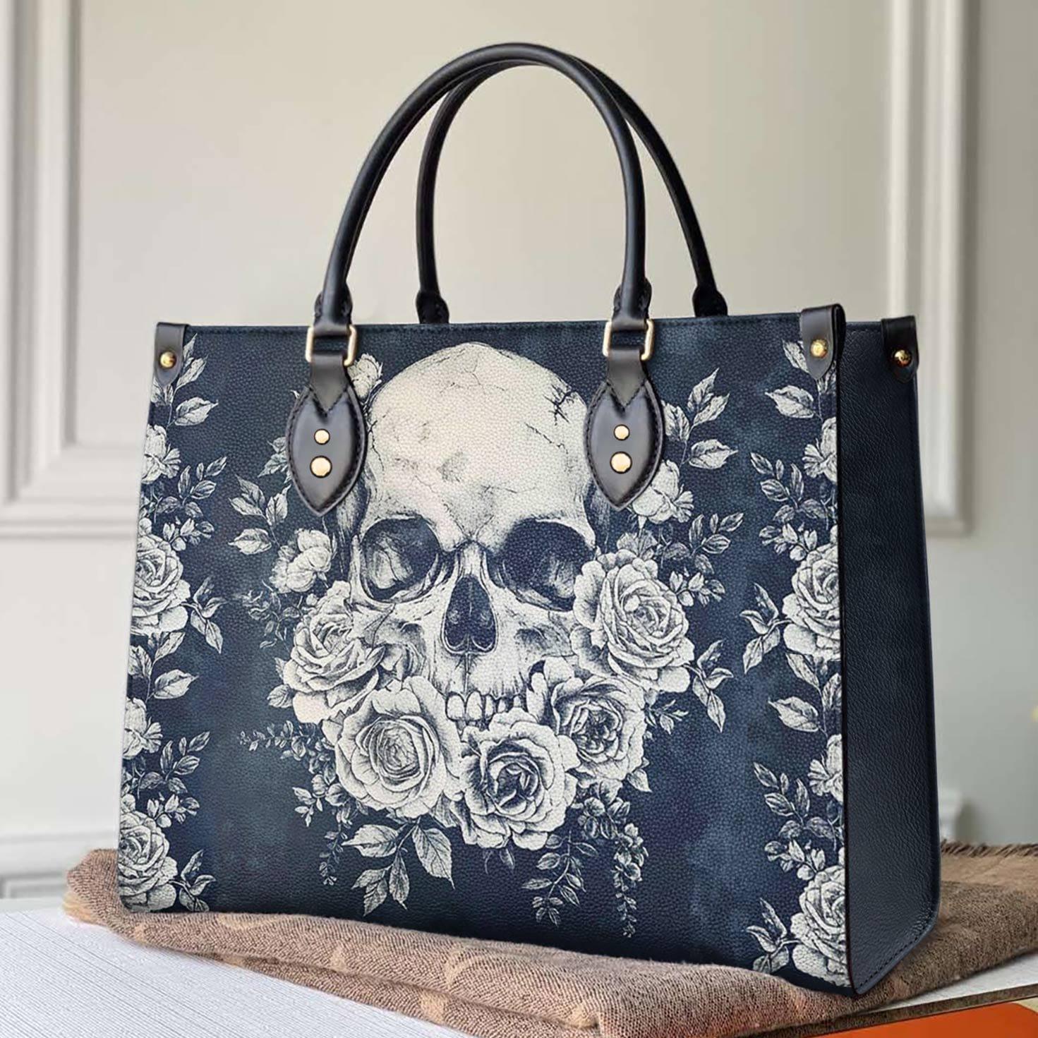 Personalized Vegan Leather Handbag Skull Lovely - Image 2