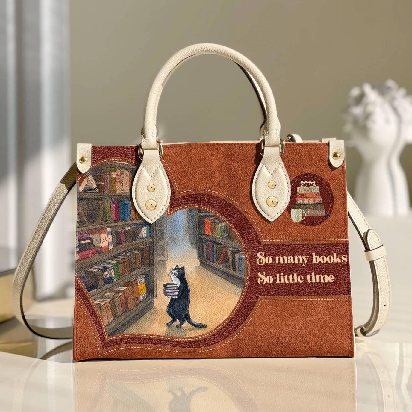 Personalized Vegan Leather Handbag Reading So Many Books  - Image 2