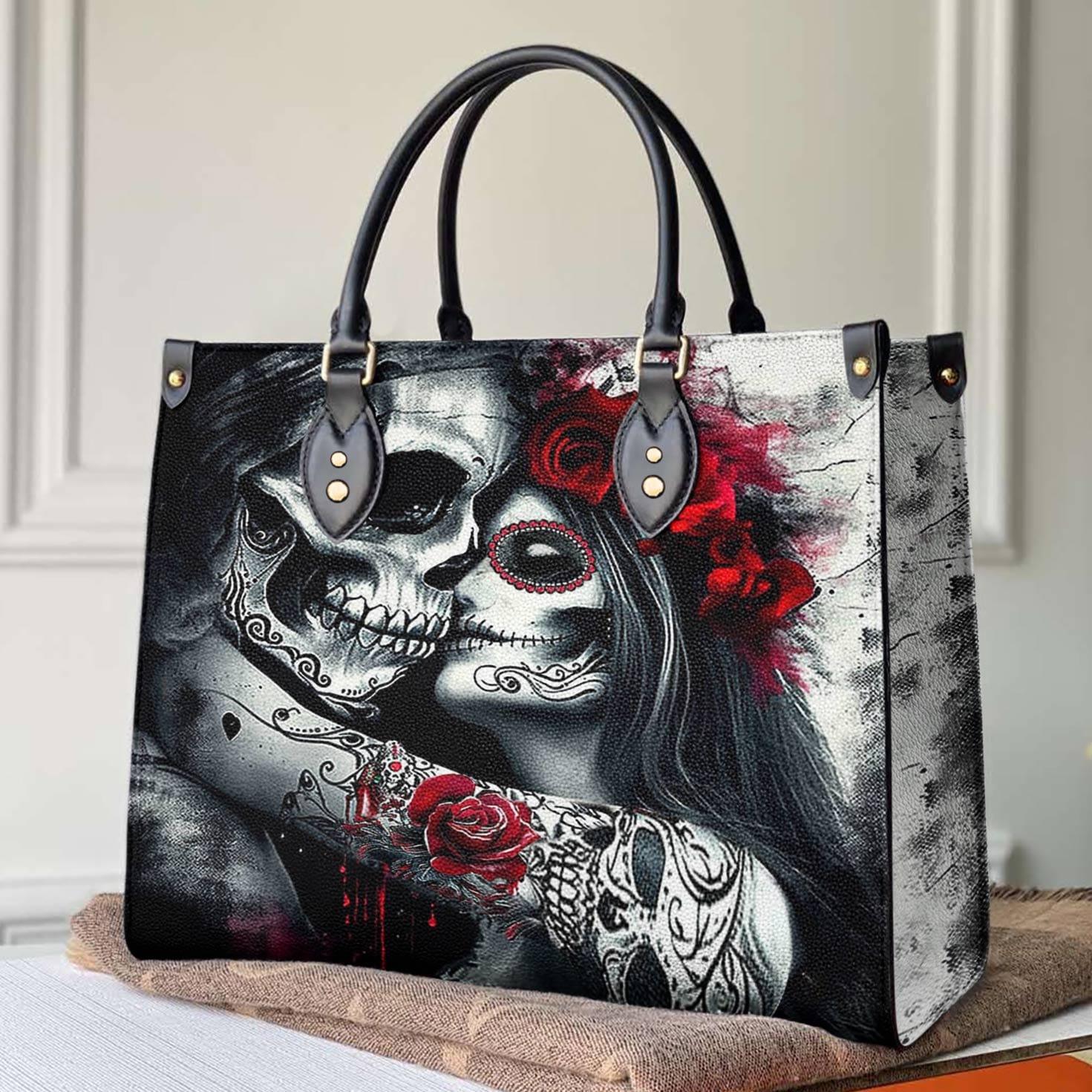 Personalized Vegan Leather Handbag Skull Everlasting Love - Image 2