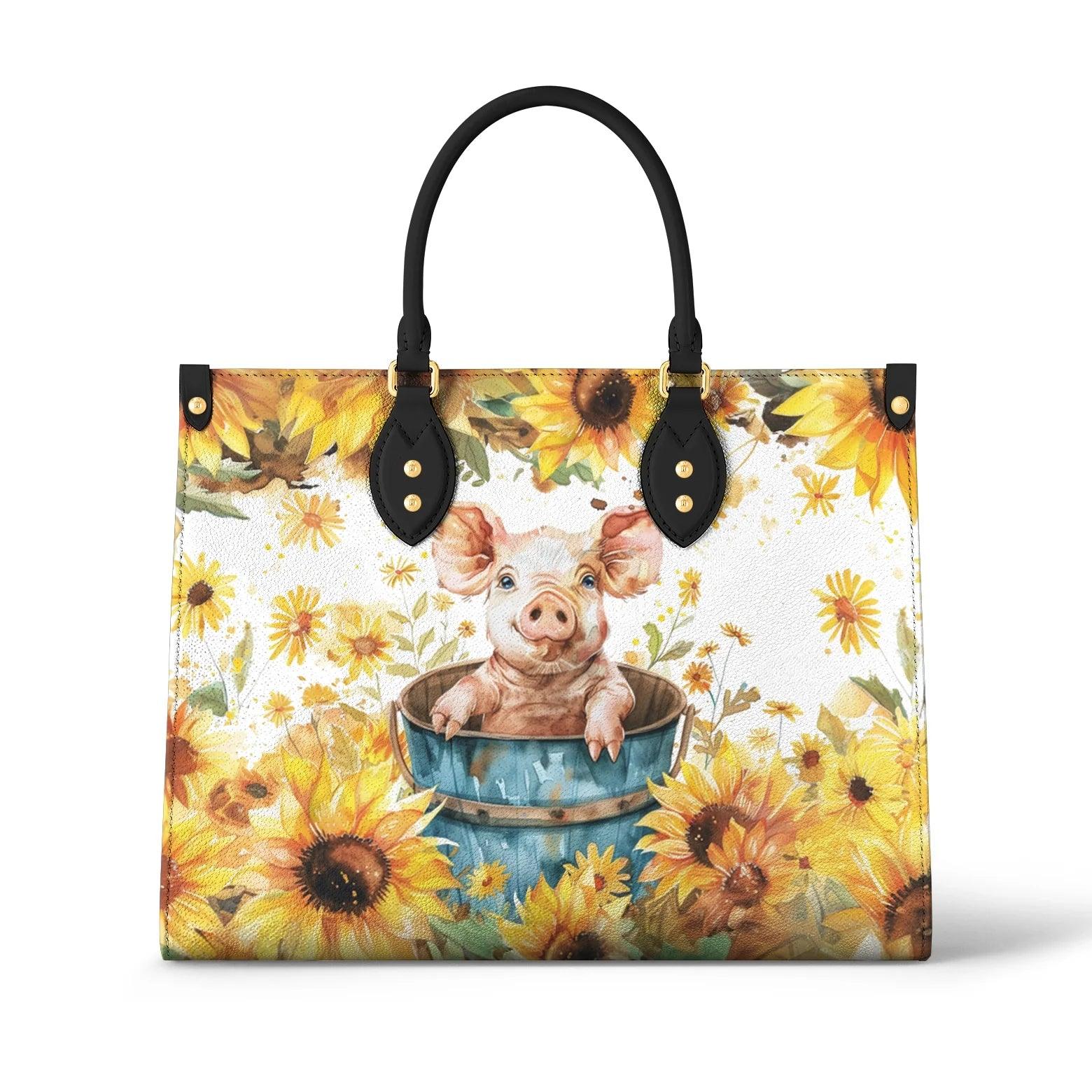 Personalized Vegan Leather Handbag Sunshine Pig - Image 2