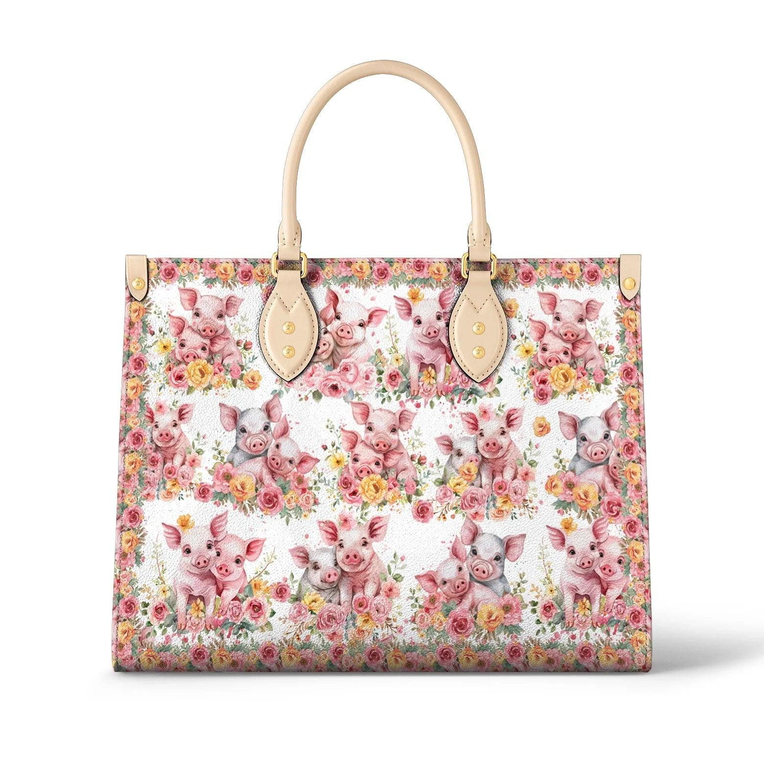 Personalized Vegan Leather Handbag Pig Garden - Image 2