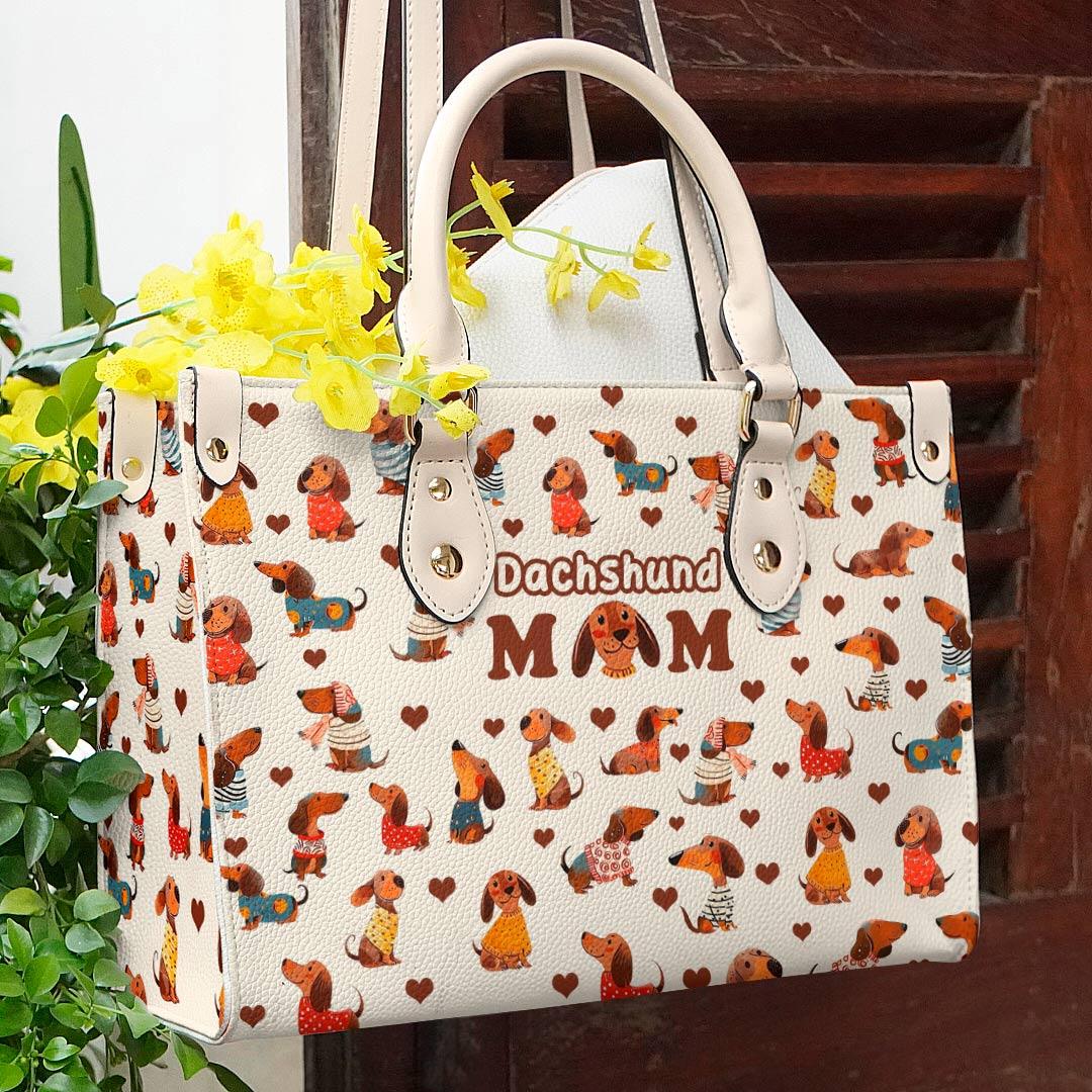 Personalized Vegan Leather Handbag Dachshund Mom - Image 2