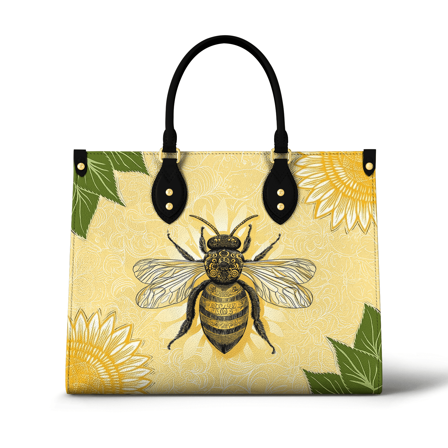 Personalized Vegan Leather Handbag Bee Sunflower Luxe - Image 2