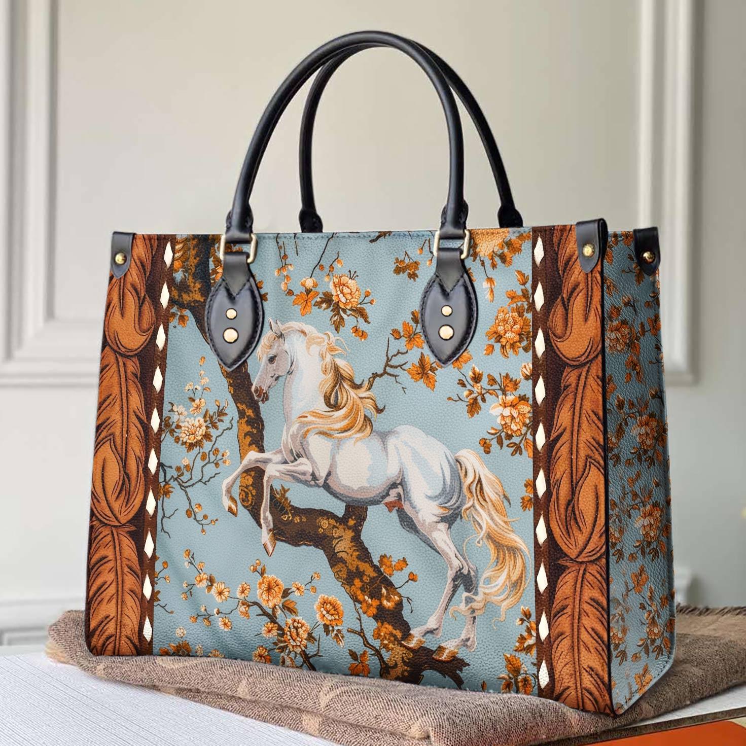 Personalized Vegan Leather Handbag Equestrian Blossom - Image 2