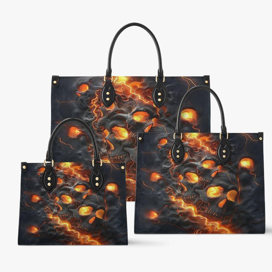 Personalized Vegan Leather Handbag Beautiful Fire Skull - Image 2