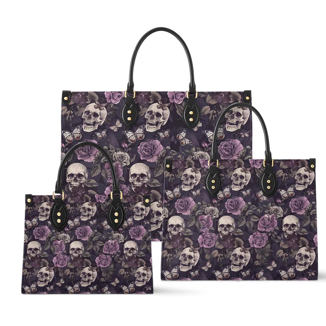 Personalized Vegan Leather Handbag Skull Rose Mystique - Image 2