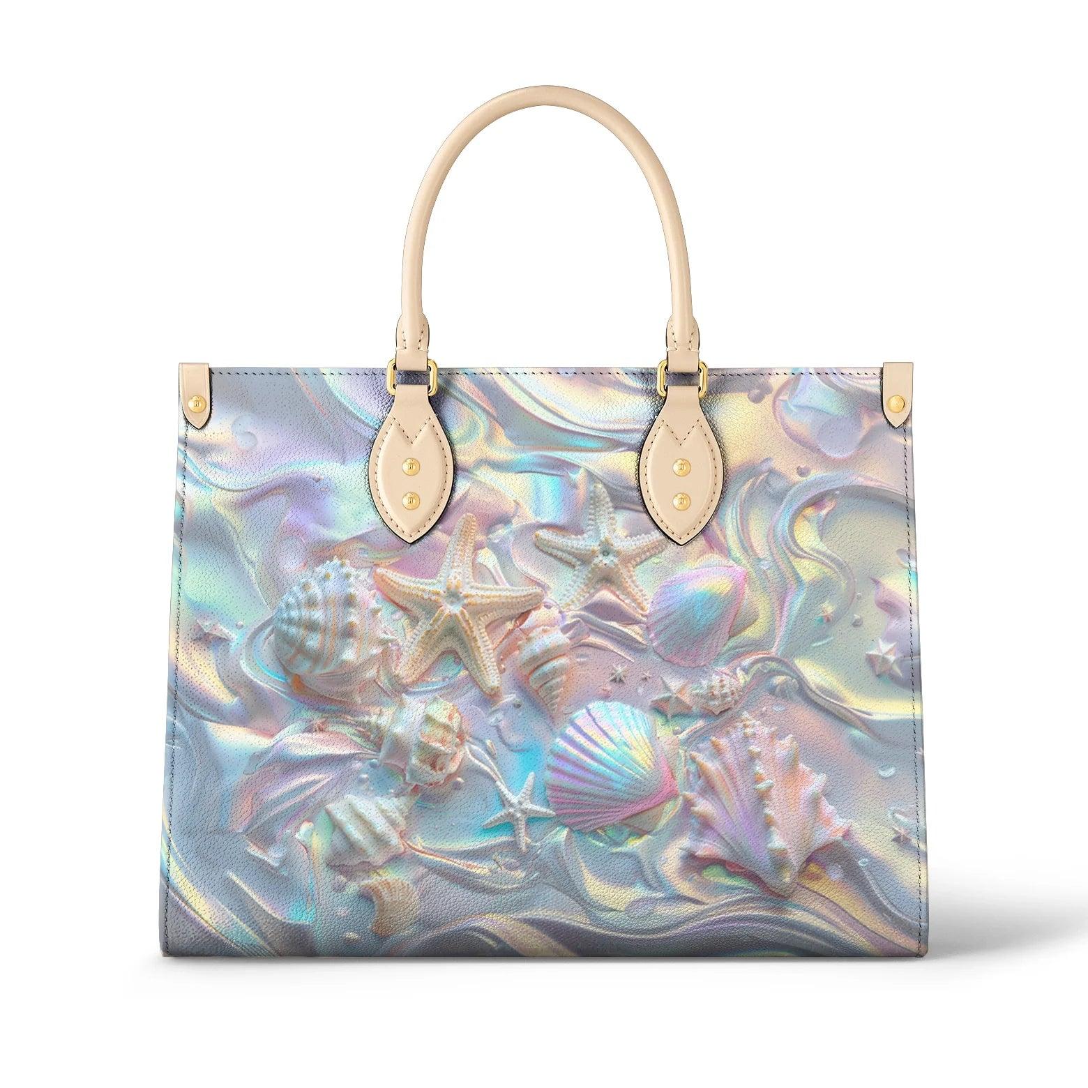 Personalized Vegan Leather Handbag Pearl Shell - Image 2