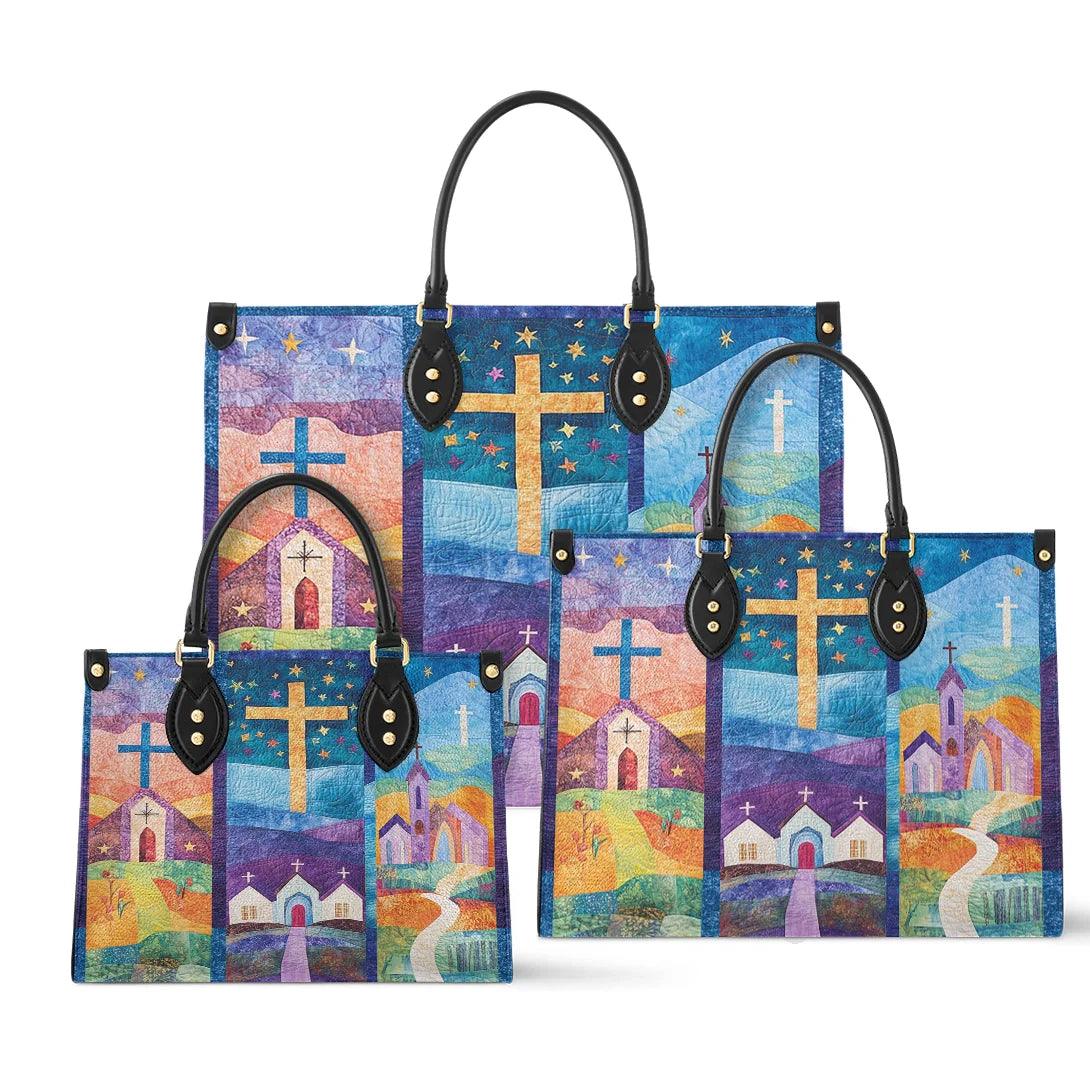 Personalized Vegan Leather Handbag God Faithful Journey - Image 2