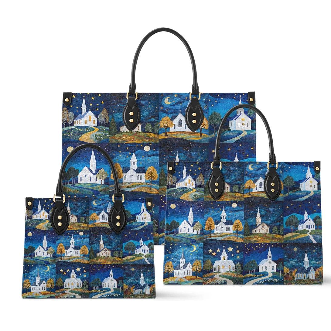 Personalized Vegan Leather Handbag God Faithful Night - Image 2