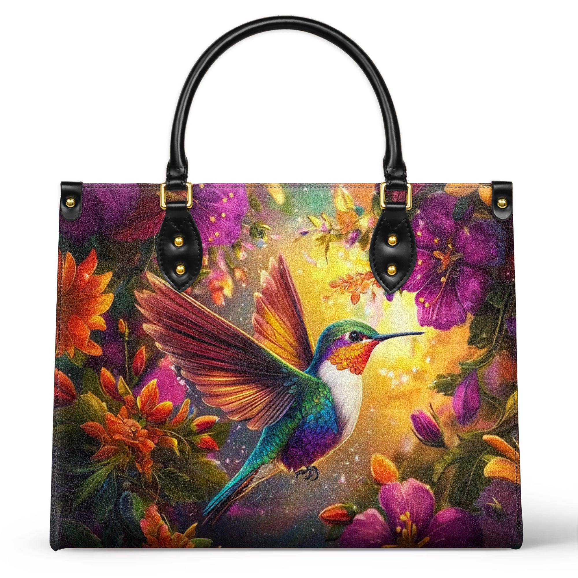 Personalized Vegan Leather Handbag Hummingbird Blossom - Image 2
