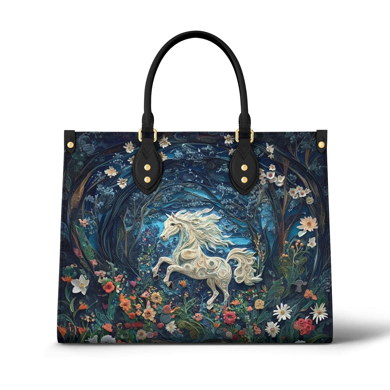 Personalized Vegan Leather Handbag Majestic Horse Dreams - Image 2