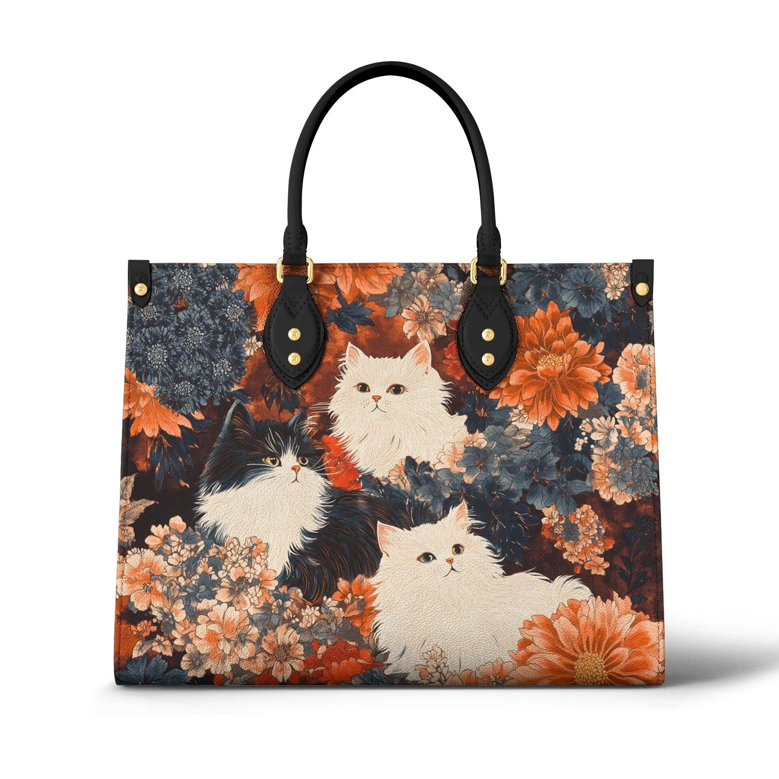 Personalized Vegan Leather Handbag Feline Elegance - Image 2