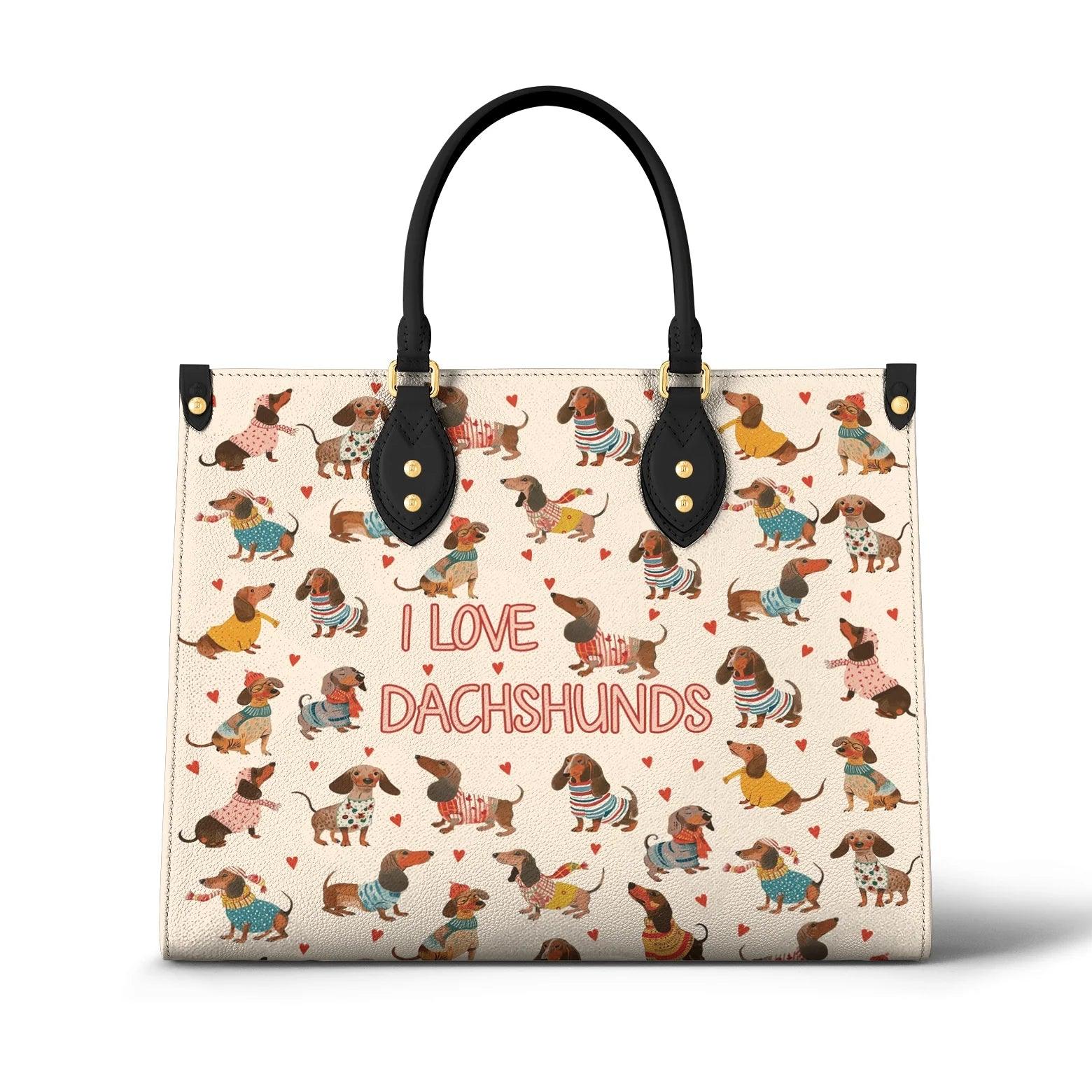 Personalized Vegan Leather Handbag Dachshund Lovely Delight - Image 2