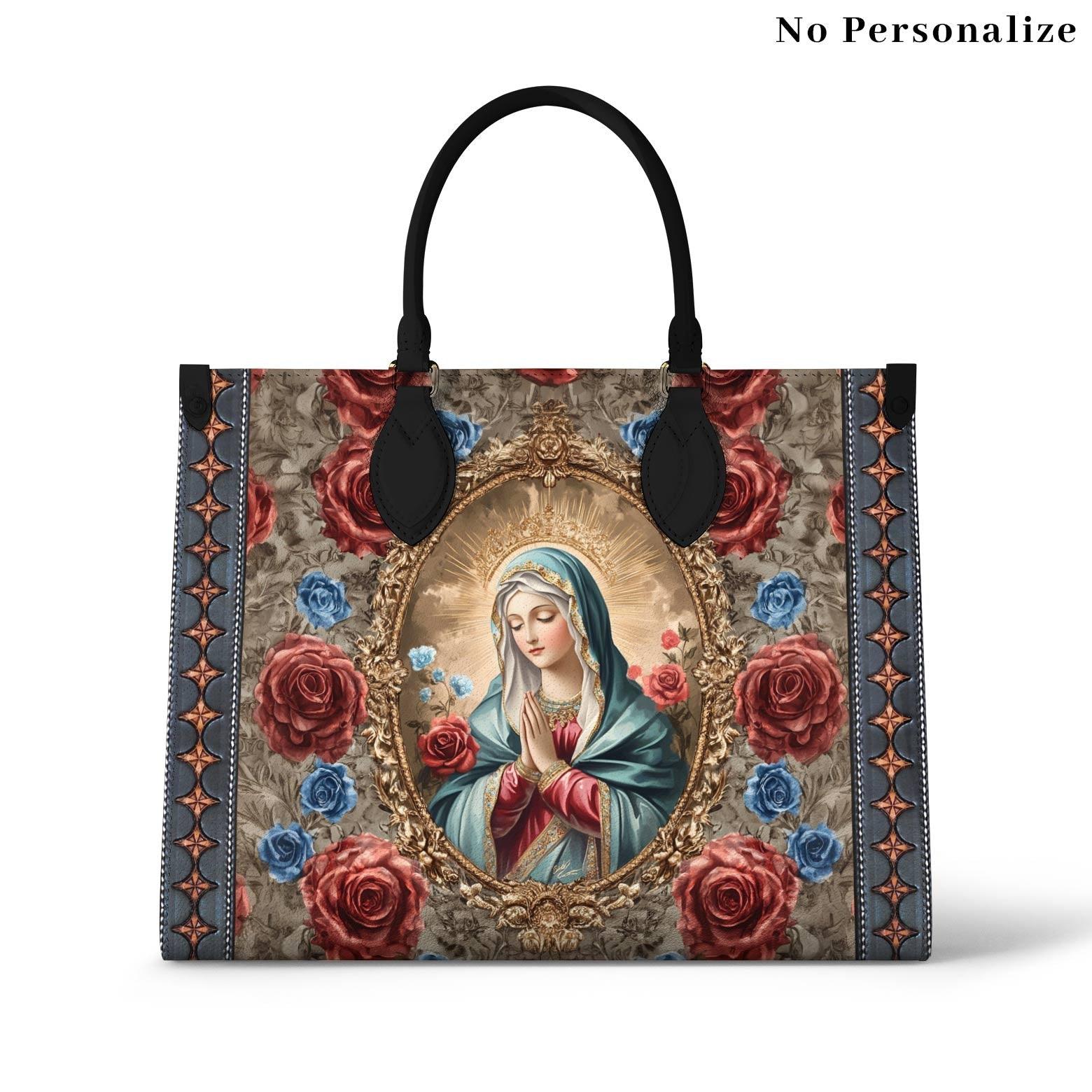 Personalized Vegan Leather Handbag Heavenly Rose And Mary - Image 2