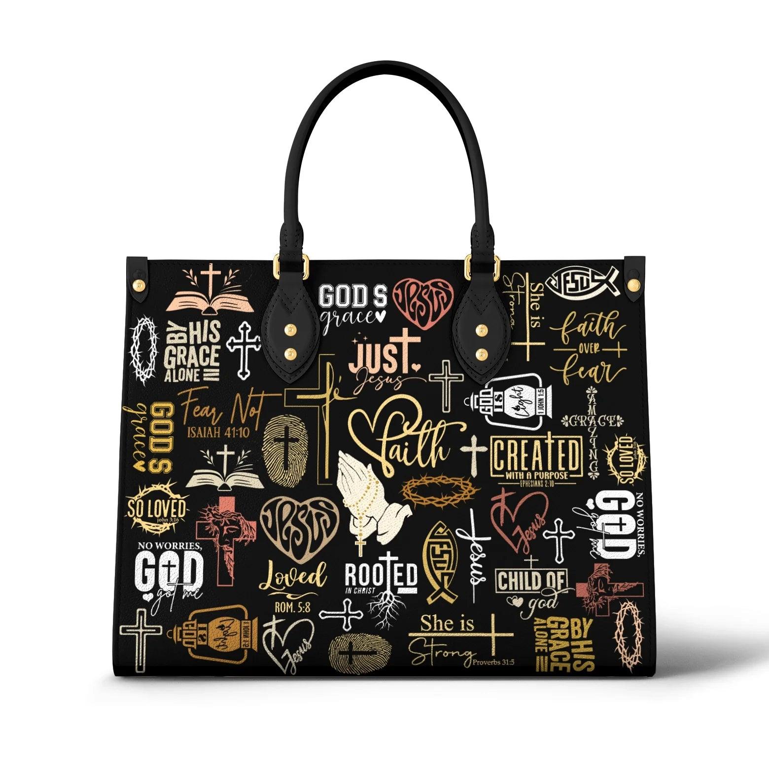 Personalized Vegan Leather Handbag Blessed Bold Scripture - Image 2