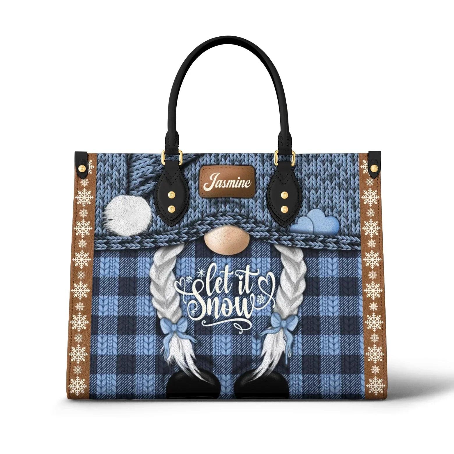 Personalized Vegan Leather Handbag Braided Winter Magic - Image 2