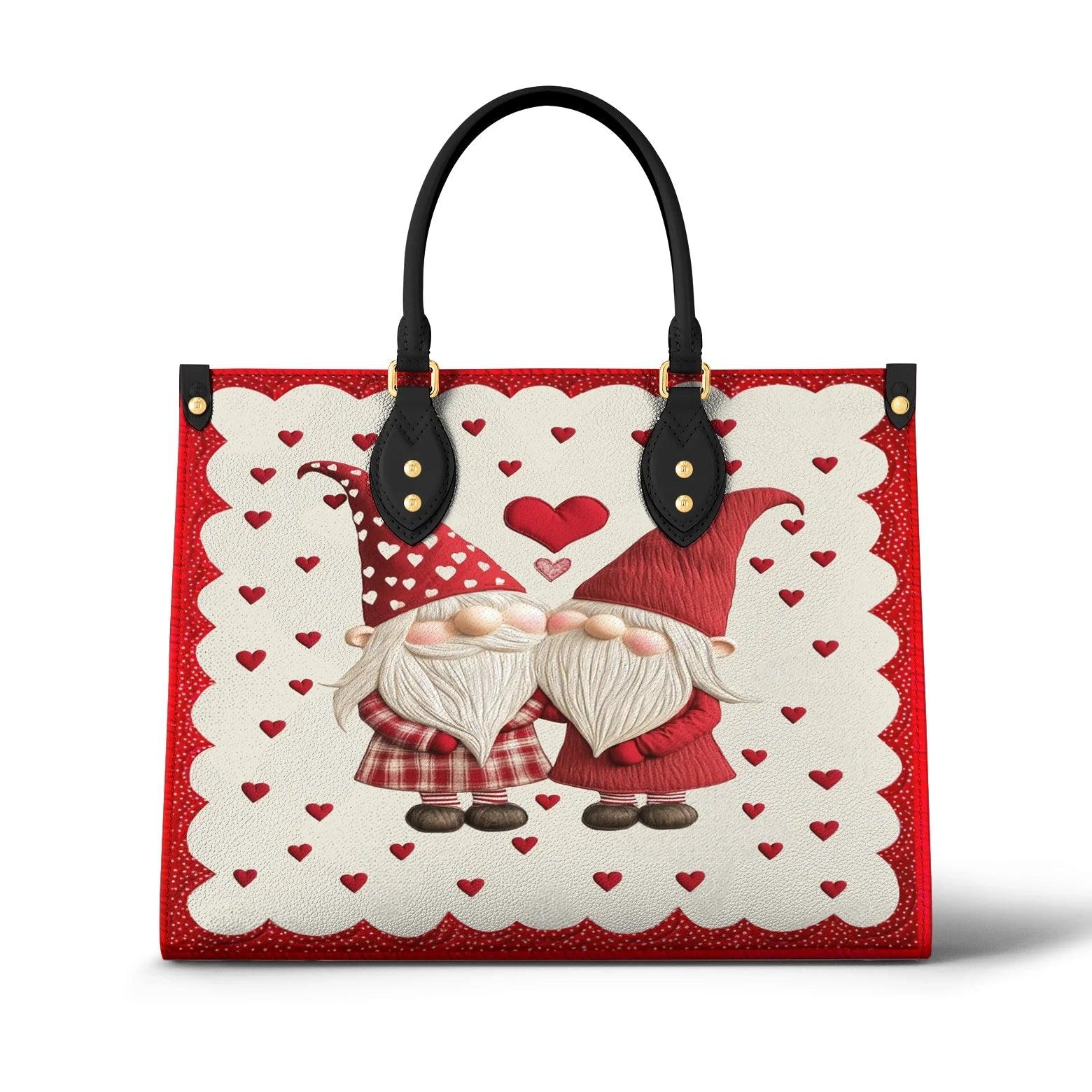 Personalized Vegan Leather Handbag Love Gnome Together - Image 2