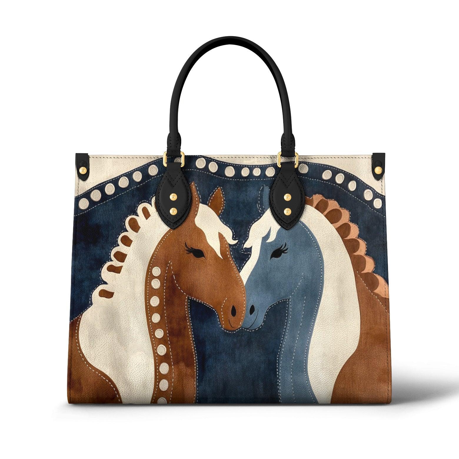 Personalized Vegan Leather Handbag Artistic Duo - Image 2
