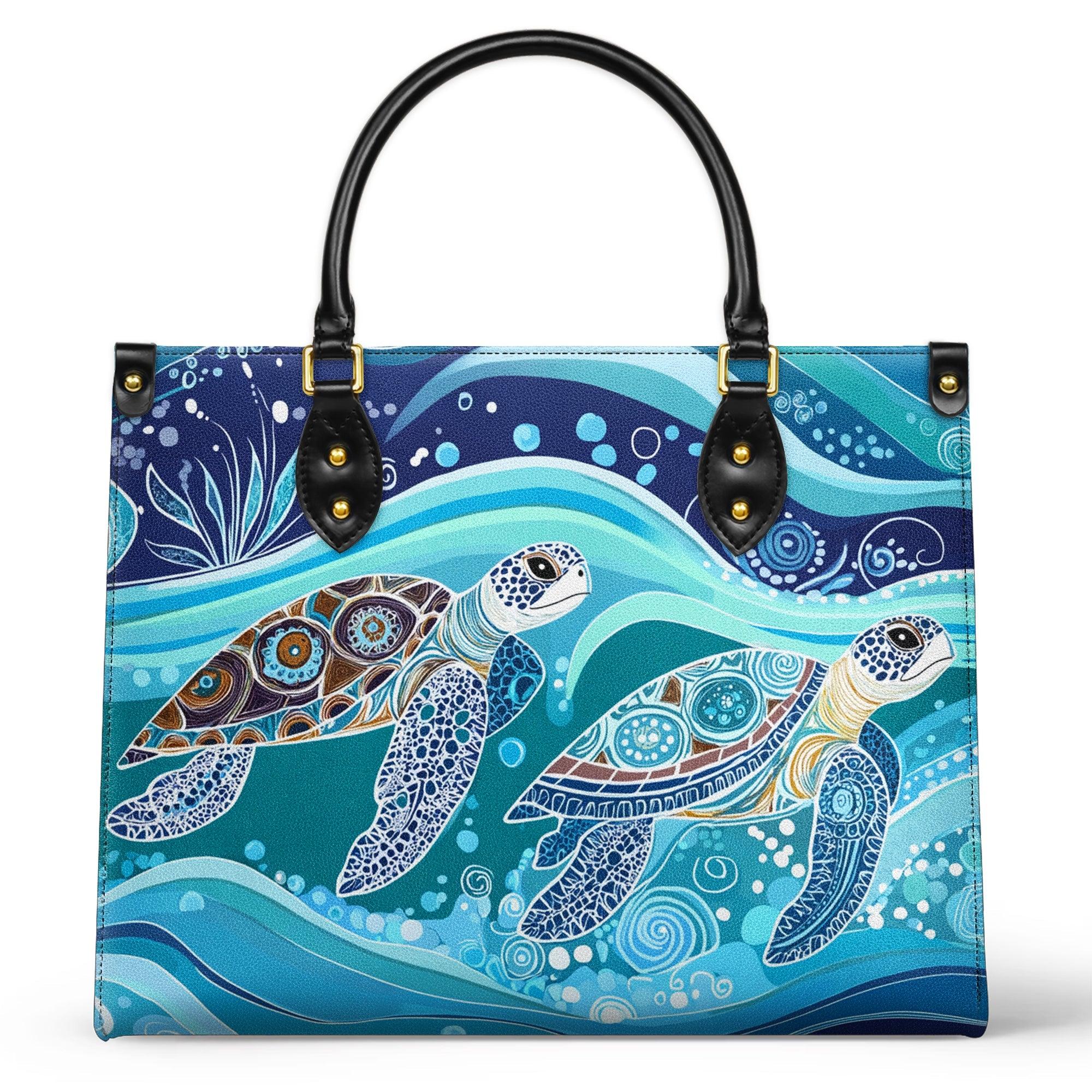 Personalized Vegan Leather Handbag Ocean Harmony Sea Turtle - Image 2