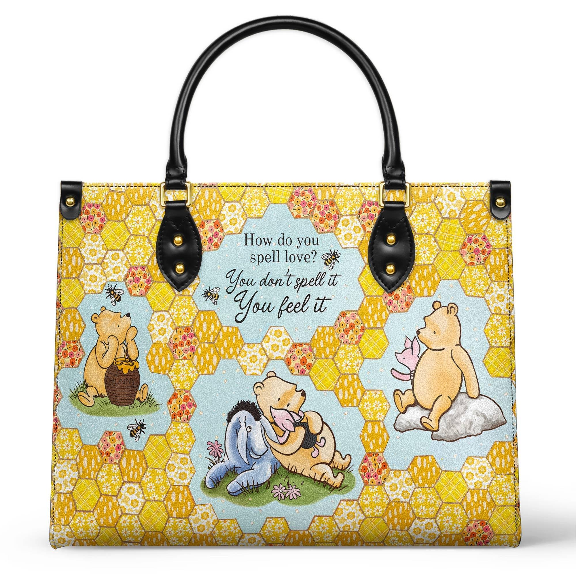 Personalized Vegan Leather Handbag Pooh The Love Quote - Image 2