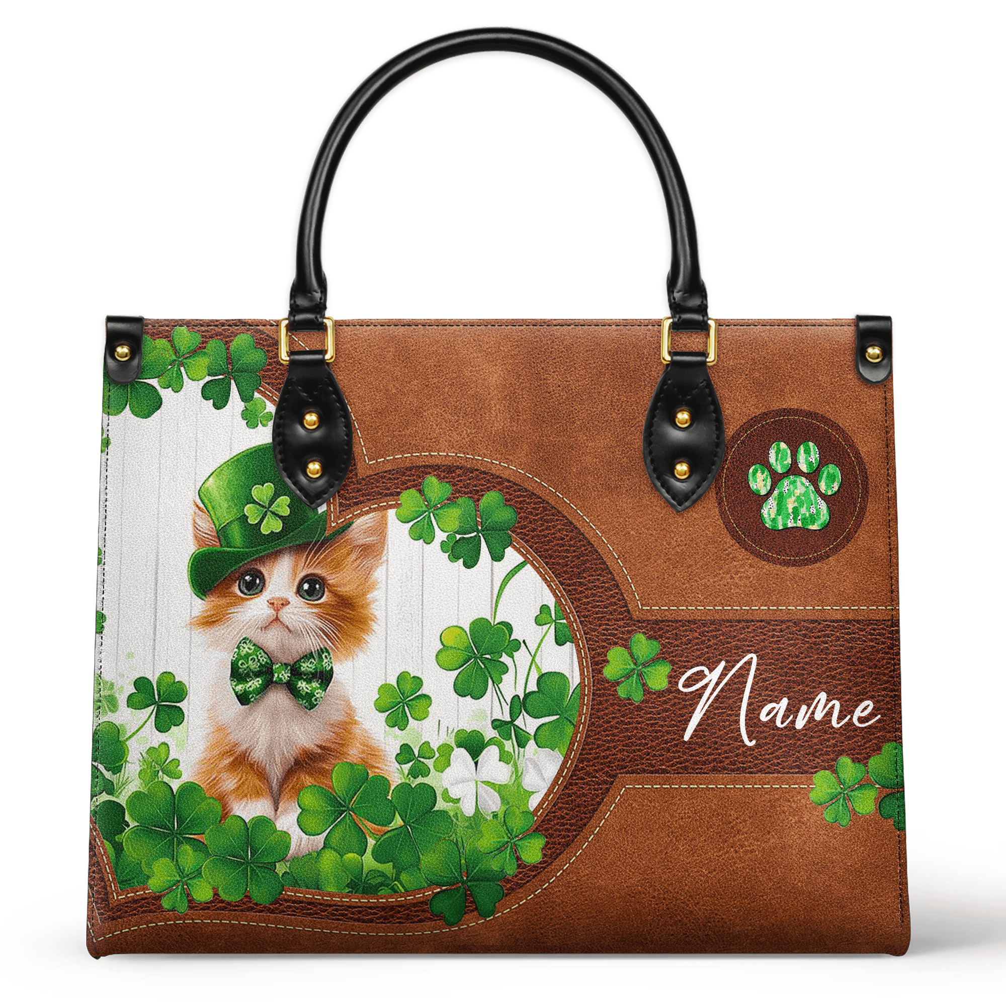 Personalized Vegan Leather Handbag Lucky Whiskers - Image 2