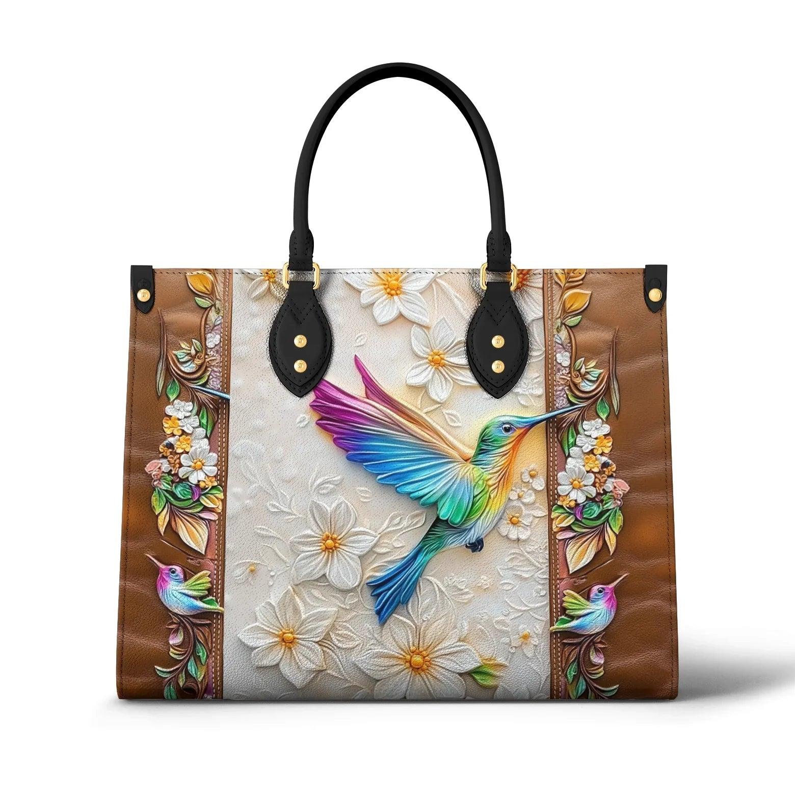 Personalized Vegan Leather Handbag Fluttering Blooms - Image 2