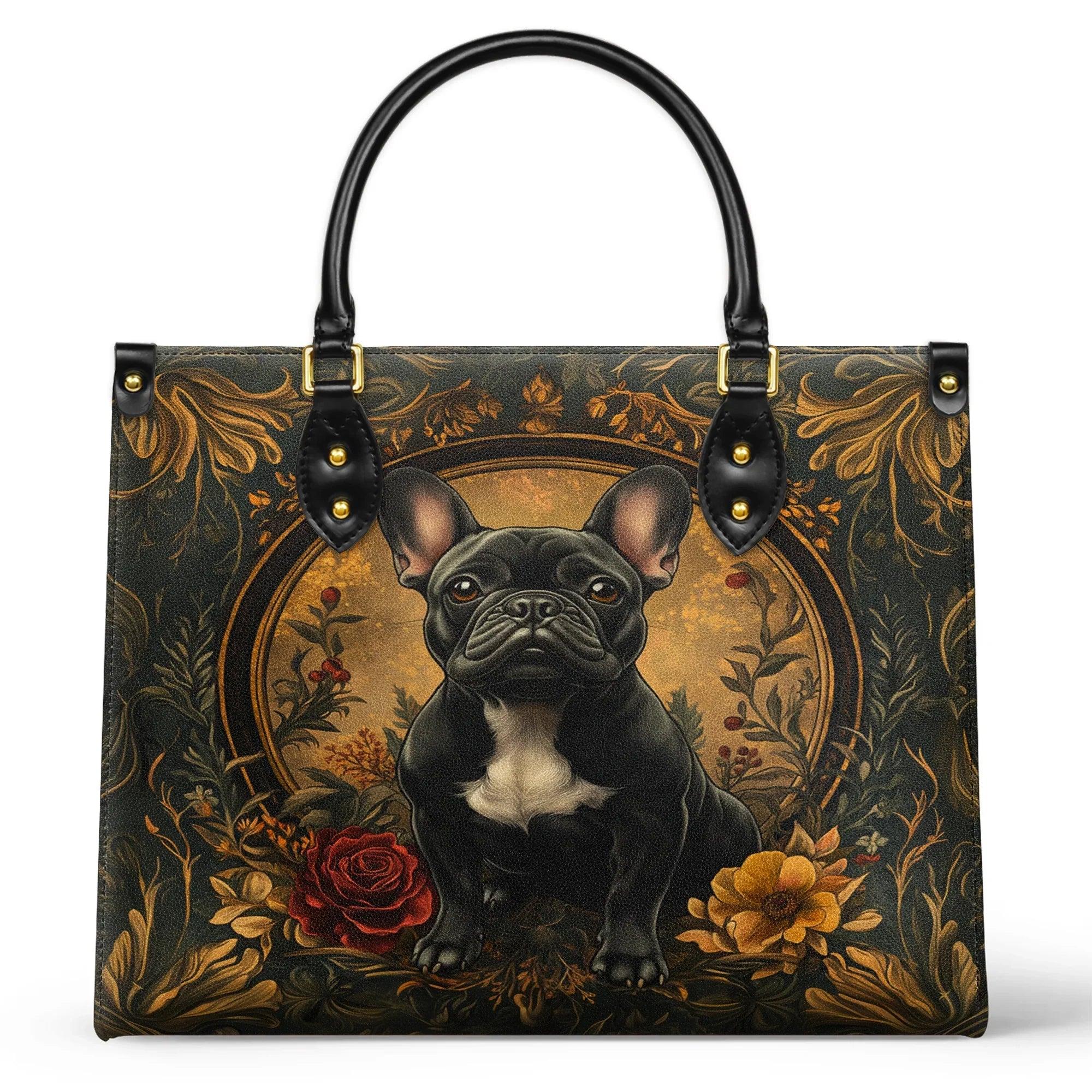 Personalized Vegan Leather Handbag Majestic Frenchie - Image 2