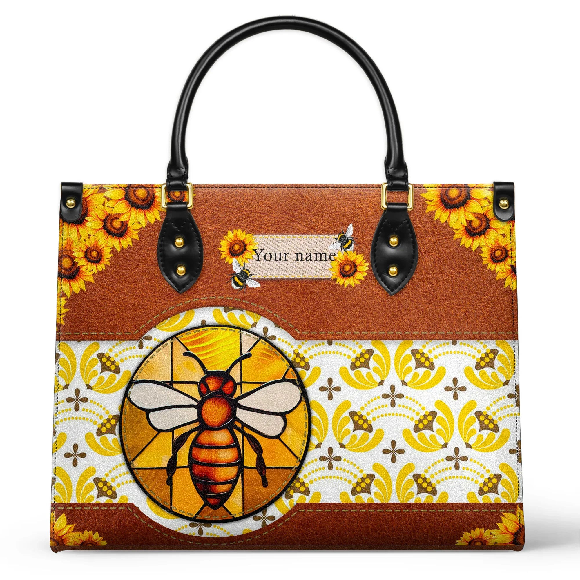 Personalized Vegan Leather Handbag Bee Sunshine - Image 2