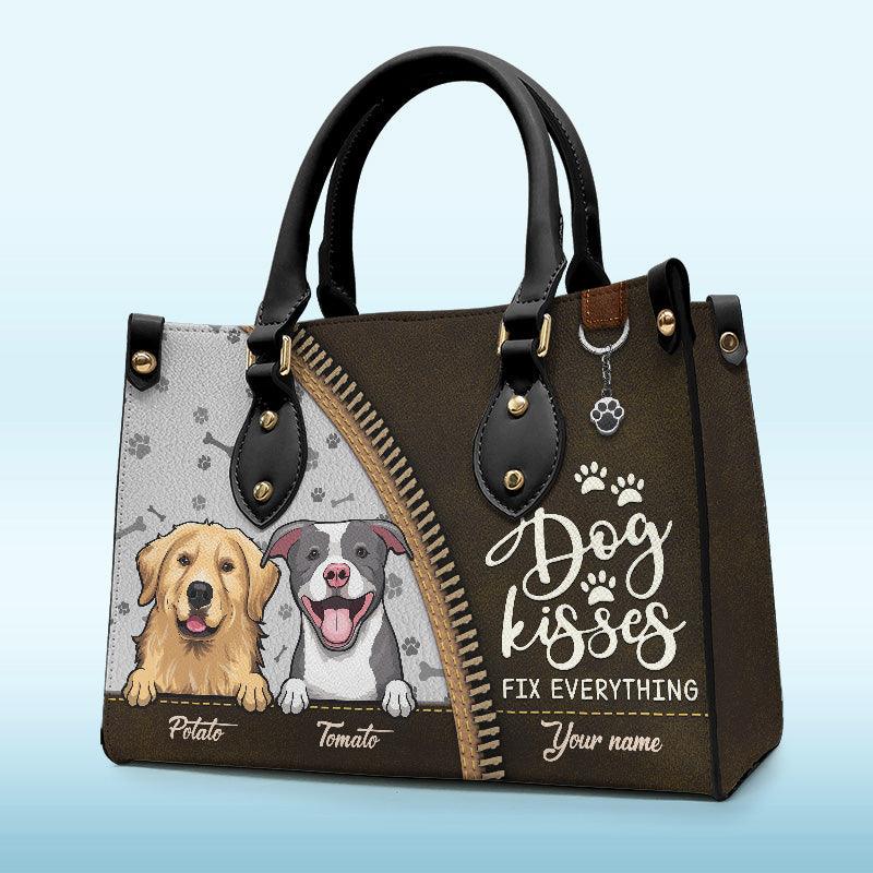 Dog Kisses Fix Everything Dog Personalized Vegan Leather Handbag Gift For Pet Owners Pet Lovers - Image 2